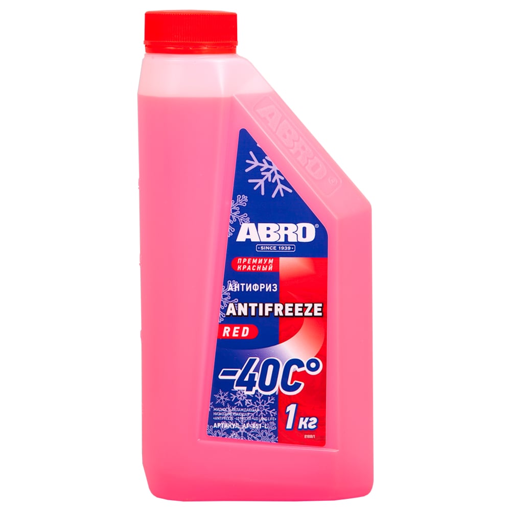 Изображение товара Антифриз ABRO красный 1кг AF-651-L для защиты двигателя автомобиля