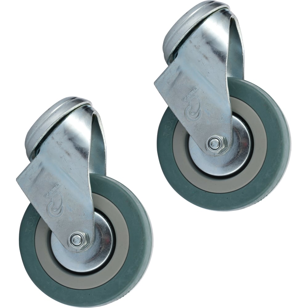 Изображение товара Набор колес Caster 75мм, поворотные с креплением под болт, серая резина, 2 шт SChg93-Н