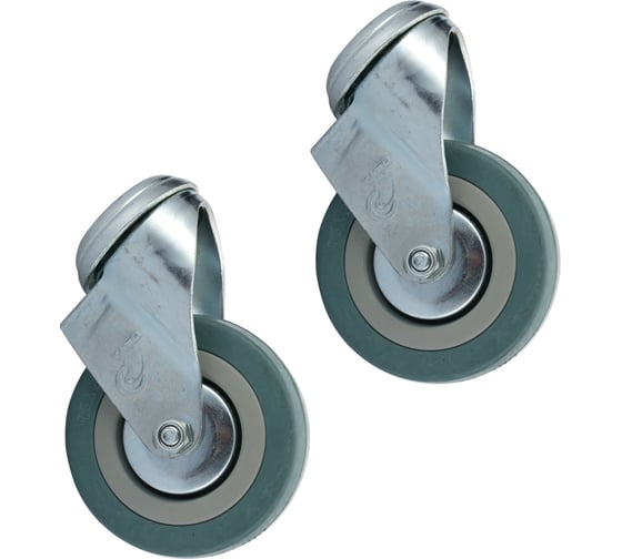 Изображение товара Набор колес Caster 75мм, поворотные с креплением под болт, серая резина, 2 шт SChg93-Н