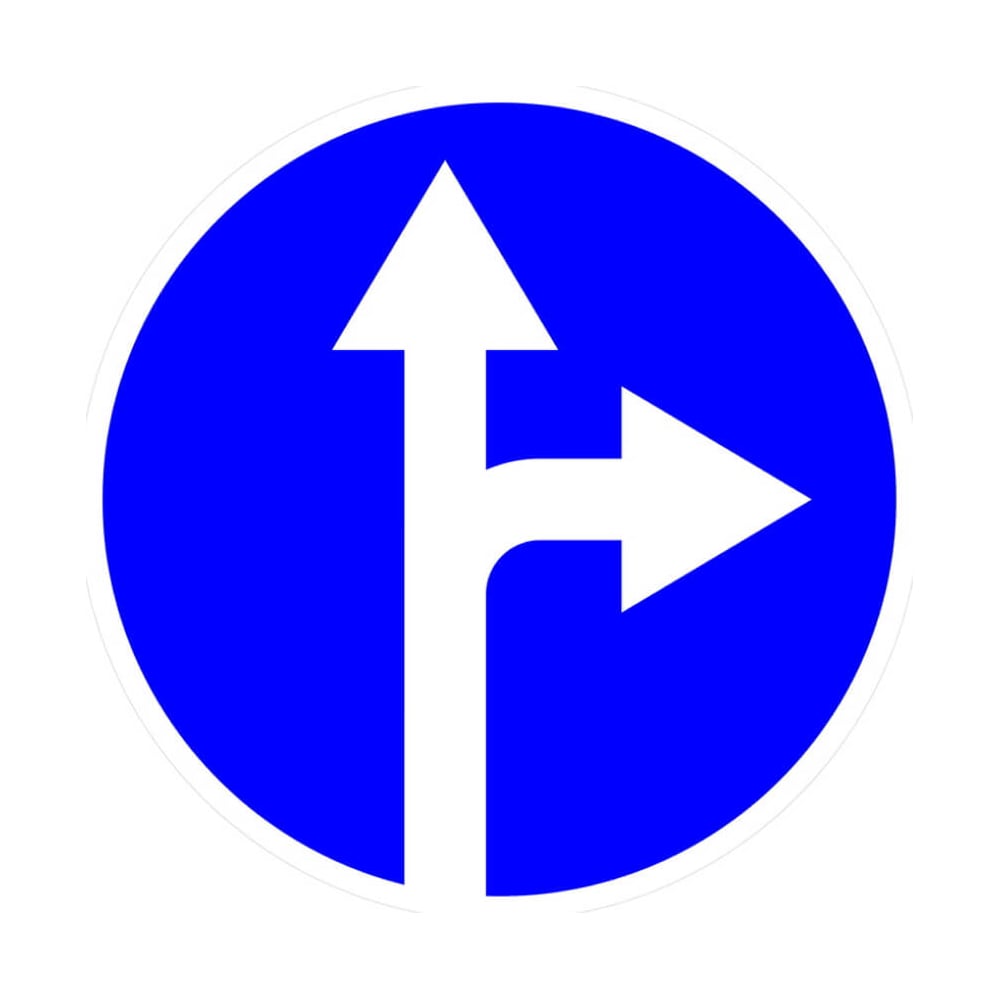 Изображение товара Дорожный знак движение прямо или направо 700 мм оцинкованная сталь