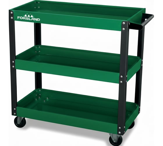 Изображение товара Тележка инструментальная металлическая Forsland, 3-х полочная Forsland-F-1141343B(63997)