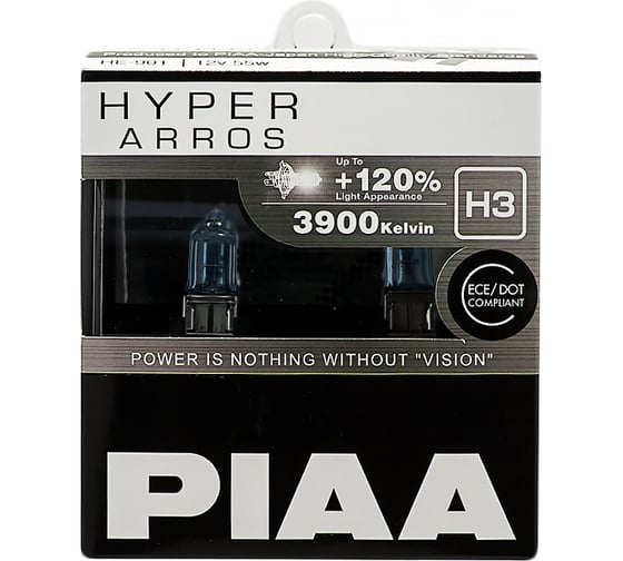 Изображение товара Галогенные лампы Piaa HYPER ARROS H3, 3900 K, 55 Вт, 2 шт., светоотдача +120 HE-901-H3