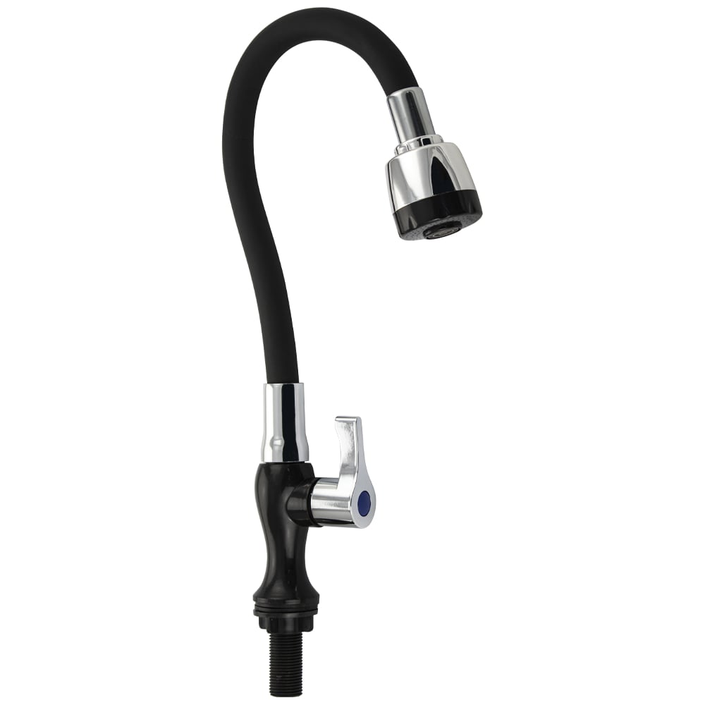 Изображение товара Кран на одну воду Brimix с гибким изливом и двухрежимным аэратором черный Изображение товара Кран на одну воду Brimix с гибким изливом и двухрежимным аэратором черный