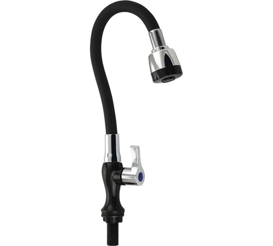 Изображение товара Кран на одну воду Brimix гибкий излив с двухрежимным аэратором, металлокерамика, черного цвета, из высокопрочного пластика АБС 6632