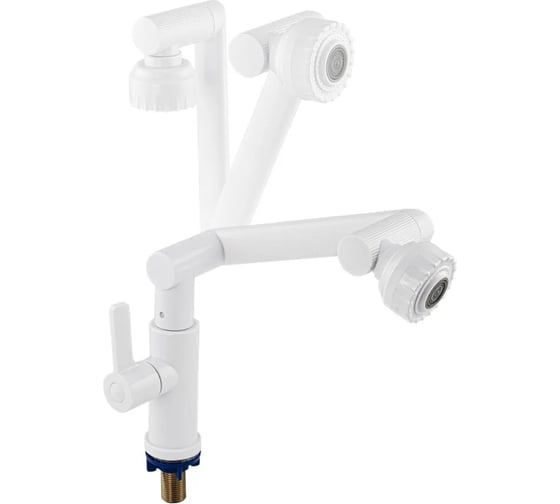 Изображение товара Кран на одну воду Brimix для кухонной мойки и раковины, металлокерамика, из высокопрочного пластика АБС, поворотный излив и аэратор, белый 6617