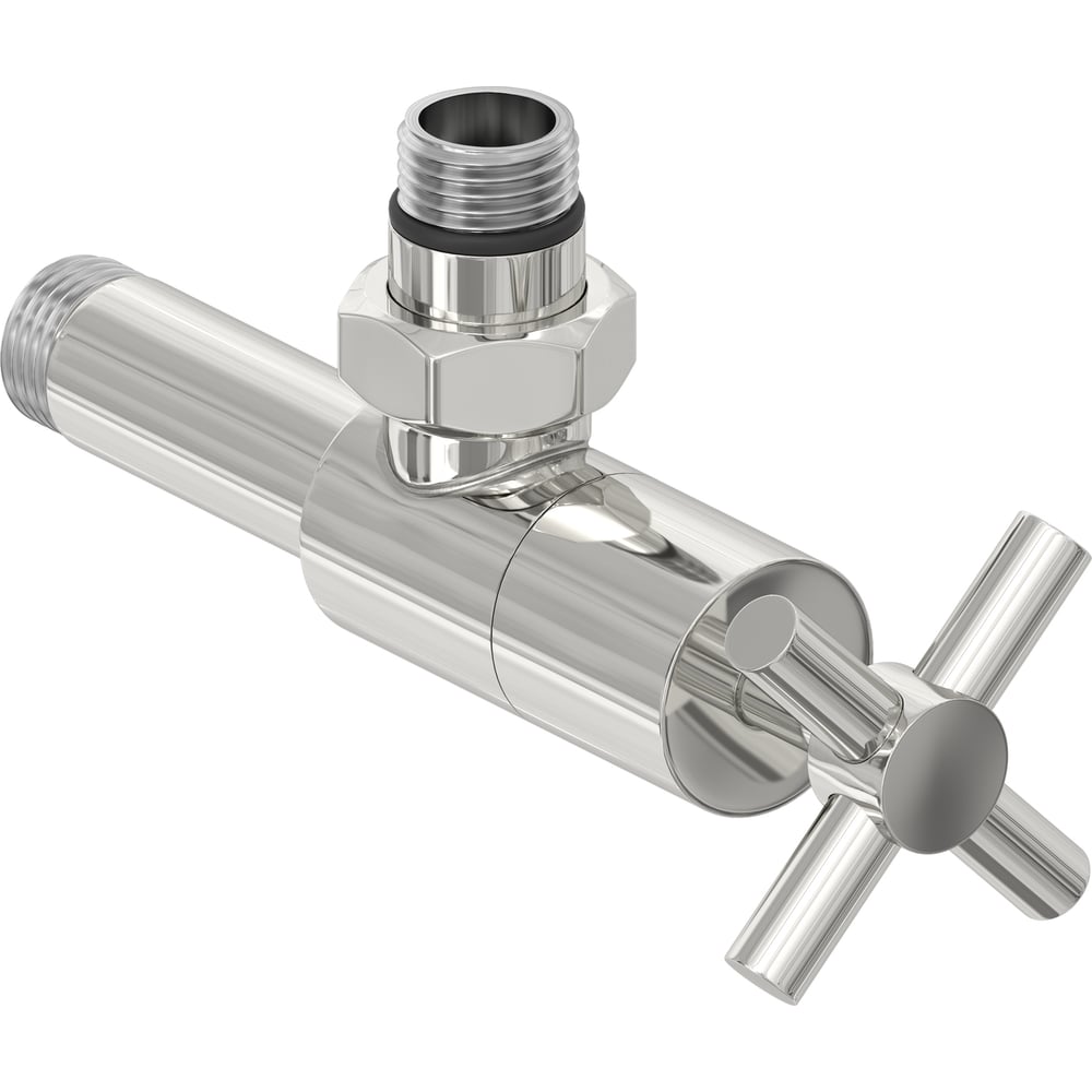 Изображение товара Угловой вентиль Сунержа G 1/2 НР крестовая ручка нержавеющая сталь хром