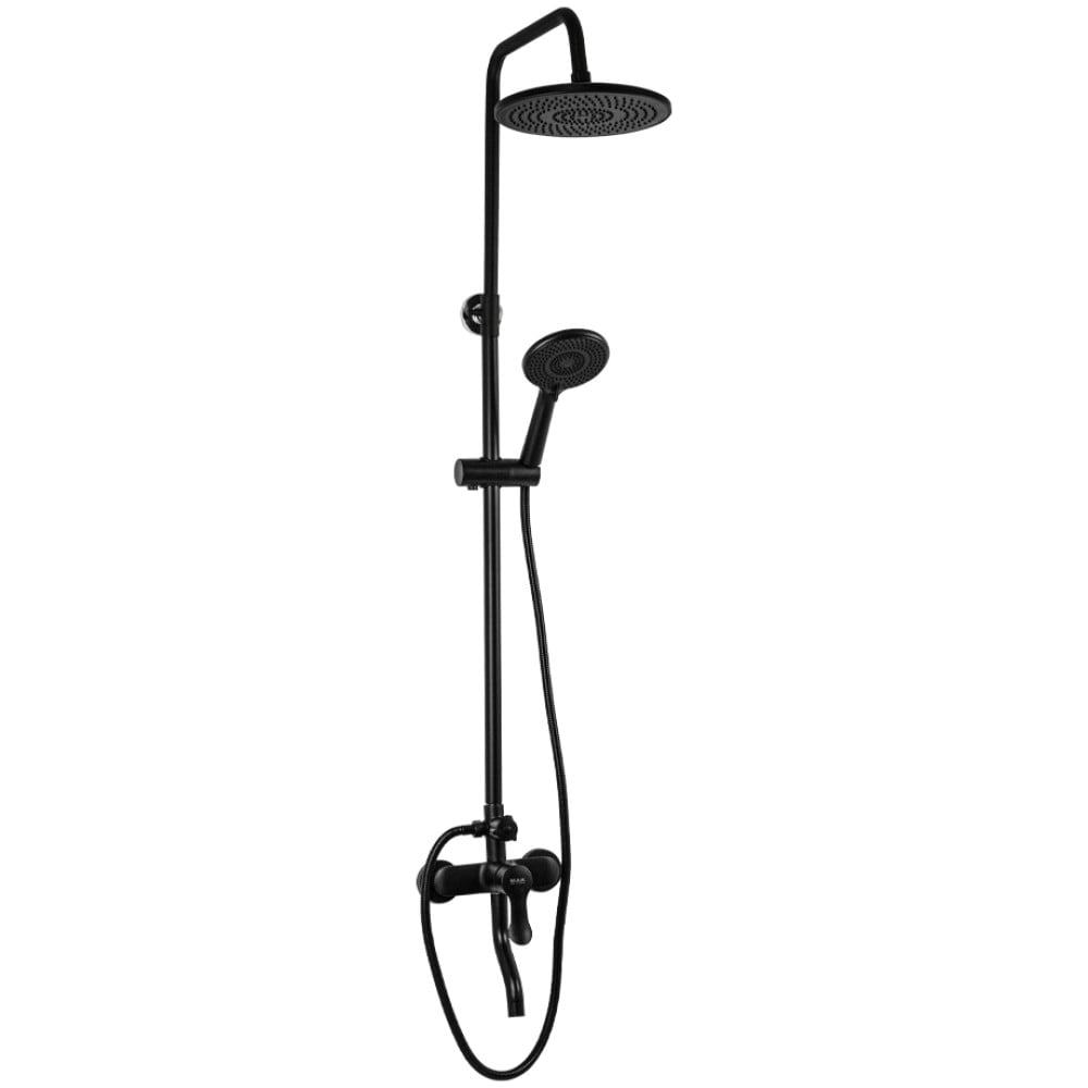 Изображение товара Смеситель с тропическим душем BRIMIX черный 3068 сталь пластик однорычажный