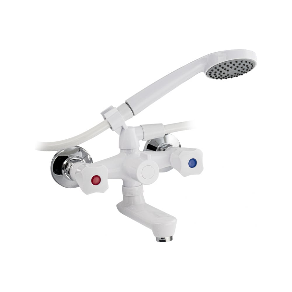 Изображение товара Смеситель для ванны BRIMIX короткий излив двухрычажный белый Изображение товара Смеситель для ванны BRIMIX короткий излив двухрычажный белый