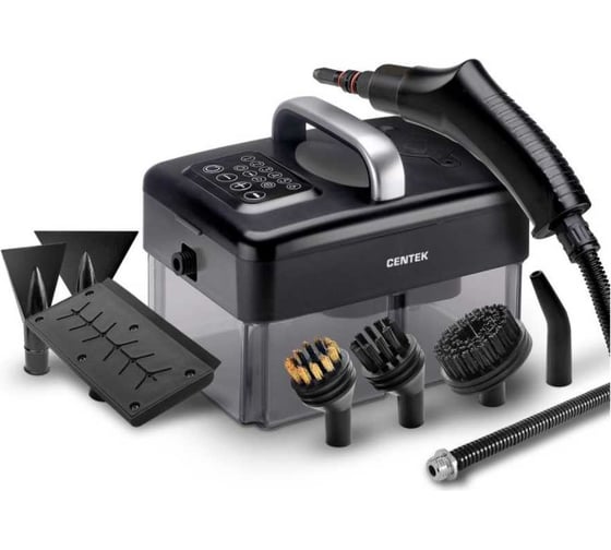 Изображение товара Пароочиститель Centek (Черный) 2200Вт, 3,5 БАР, 1,5 л, 55 гр/мин 15 аксессуаров CT-9402