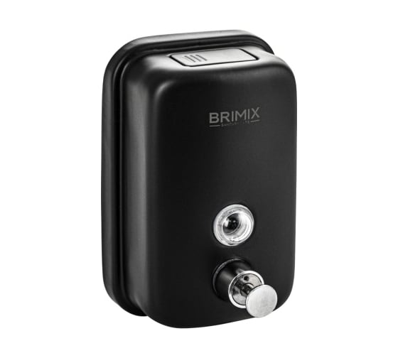 Изображение товара Дозатор для жидкого мыла Brimix 500 мл, настенный, с глазком, из нержавеющей стали марки 304, ЧЁРНЫЙ 6181