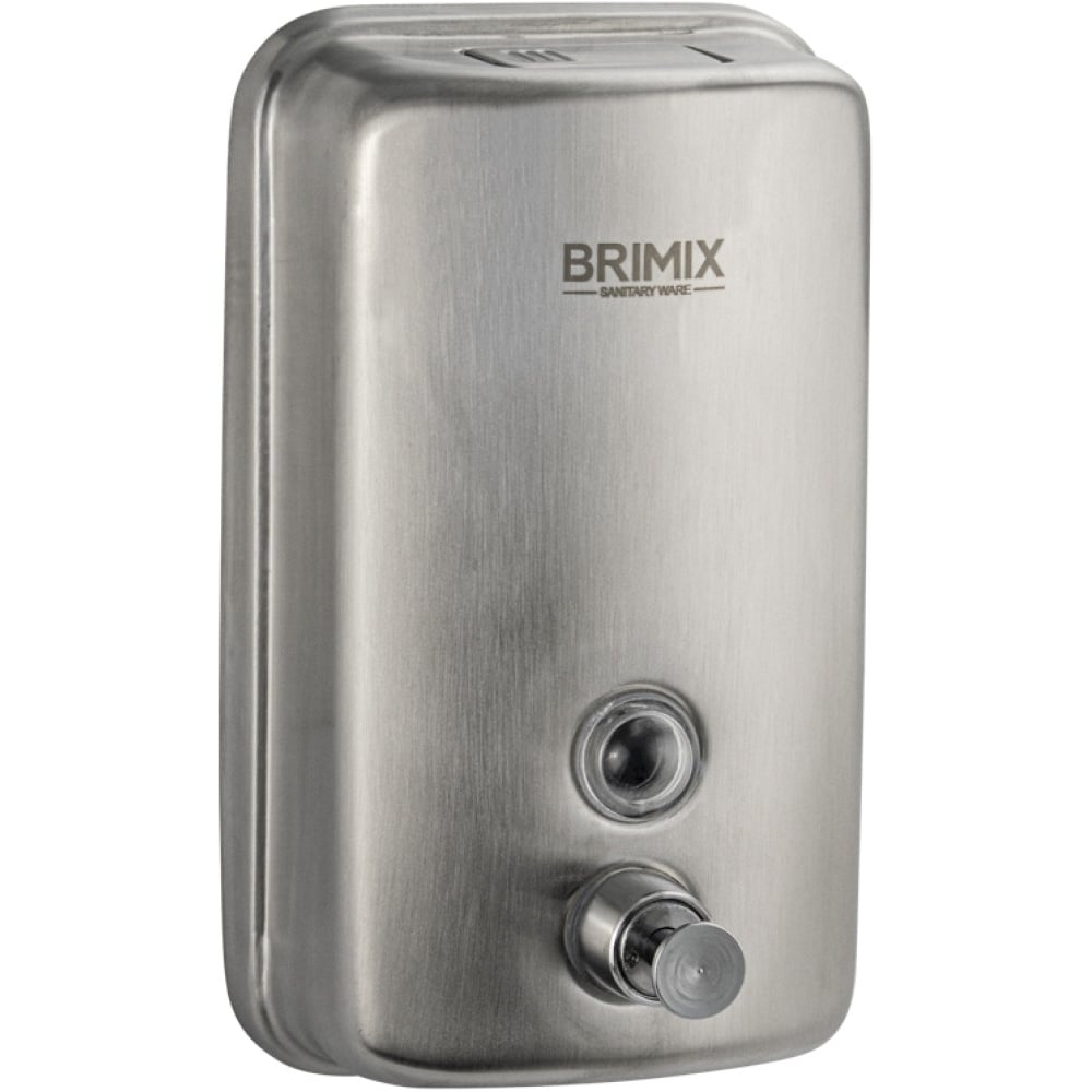 Изображение товара Дозатор для жидкого мыла Brimix 800 мл, настенный, с глазком, из нержавеющей стали марки SUS 304, САТИН 61408