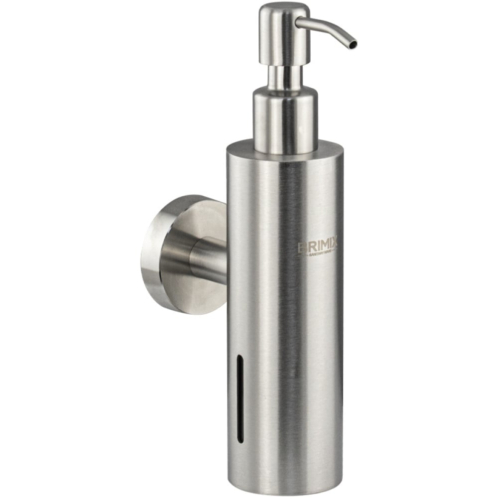 Изображение товара Дозатор для жидкого мыла настенный Brimix 250 мл нержавеющая сталь сатин