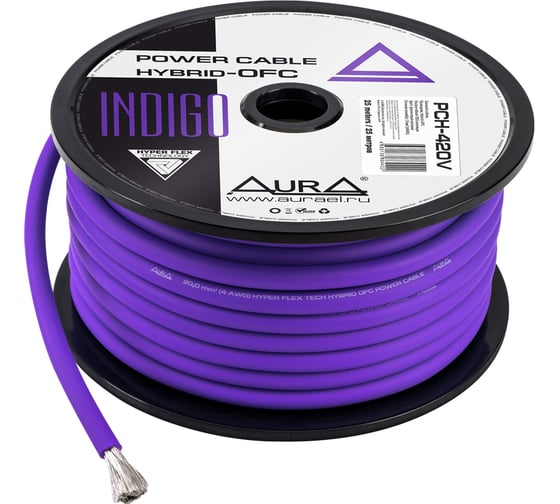 Изображение товара Кабель силовой AURA TCCA+TOFC, 4AWG/20мм2, 25м/катушка, фиолетовый PCH-420V
