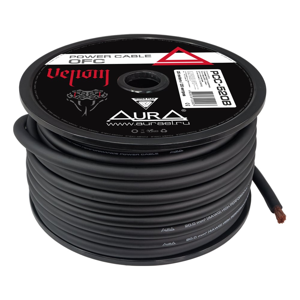Изображение товара Силовой кабель AURA OFC PCC-520B 25м 20мм2 черный