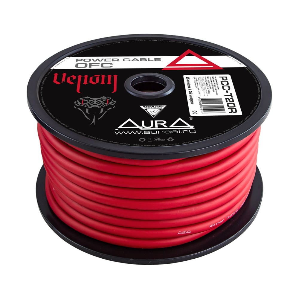 Изображение товара Силовой кабель AURA TOFC 20мм2 25м бухта красный