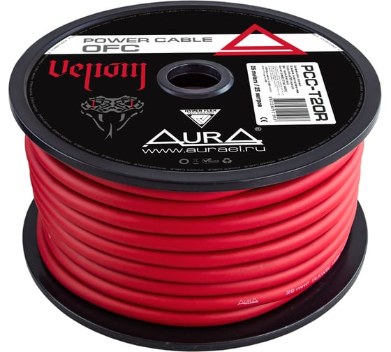 Изображение товара Кабель силовой AURA TOFC, 4AWG/20мм2, 25м/катушка, т.красный PCC-T20R