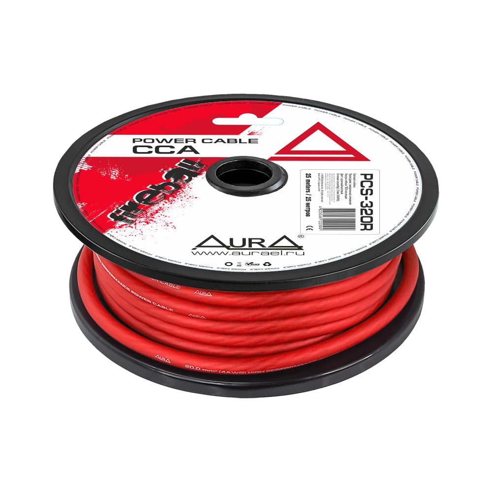 Изображение товара Силовой кабель AURA 4AWG 20мм2 25м красный PCS-320R