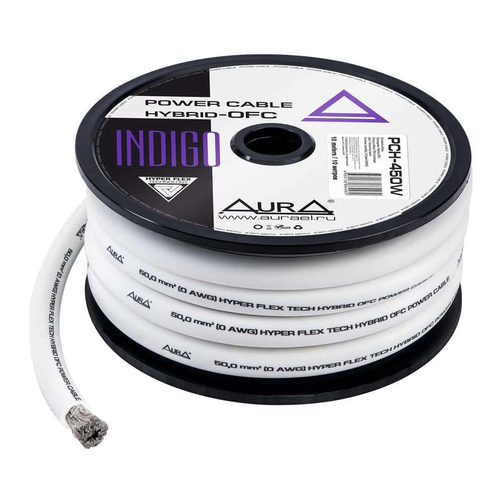 Изображение товара Высококачественный силовой кабель AURA TCCA+TOFC 50мм2 10м бухта белый