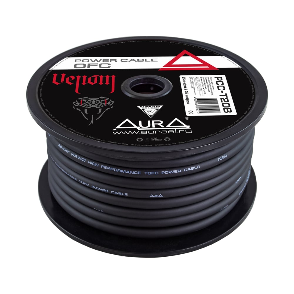 Изображение товара Силовой кабель AURA TOFC 4AWG 20мм2 25м бухта черный