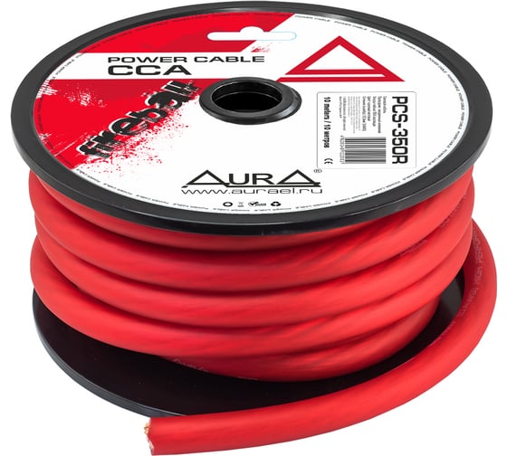 Изображение товара Кабель силовой AURA 0AWG/50мм2, 10м/катушка, красный PCS-350R