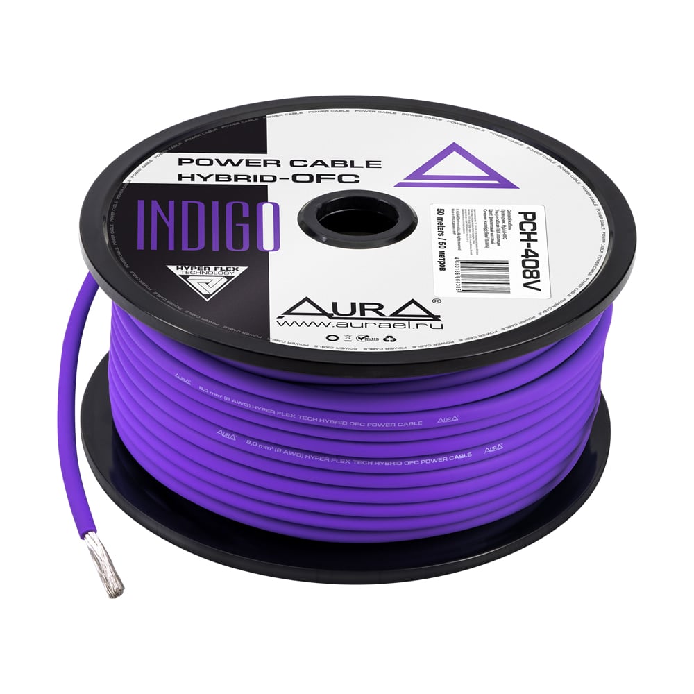 Изображение товара Кабель силовой AURA TCCA+TOFC 8AWG 50м фиолетовый