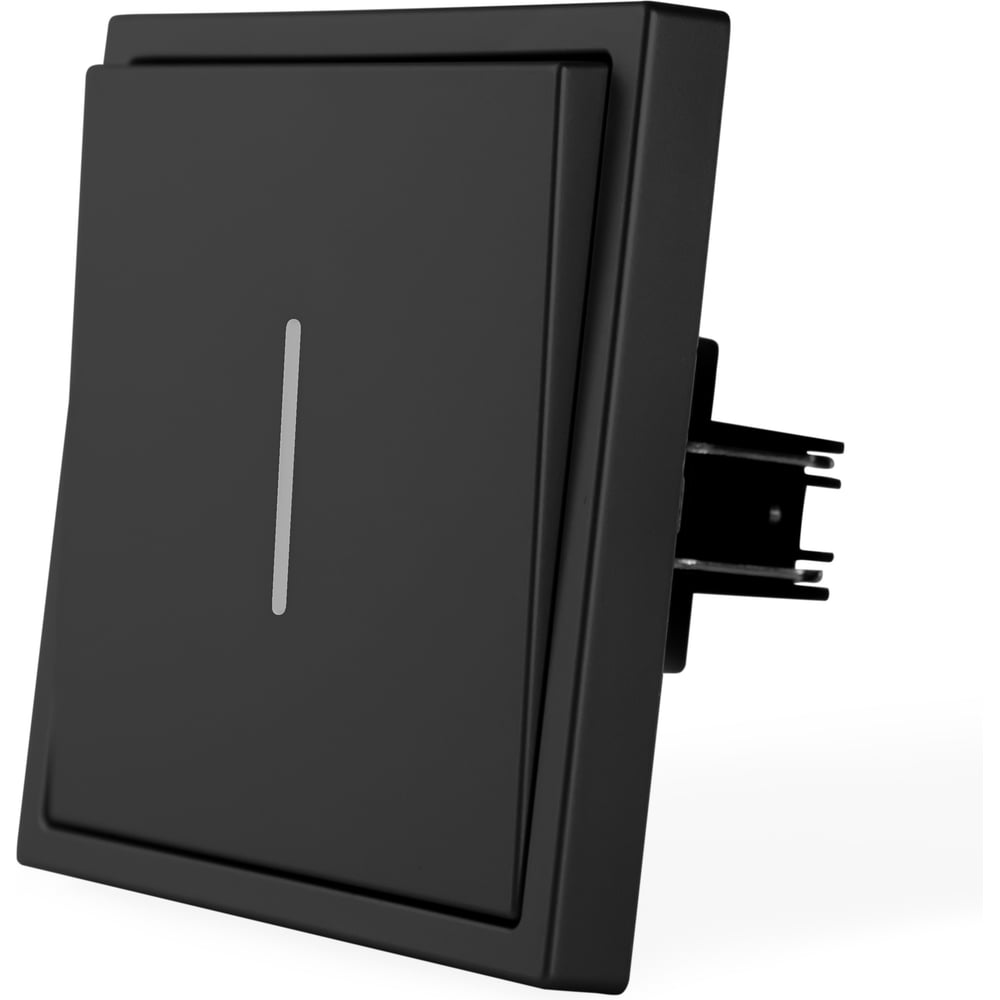 Изображение товара Выключатель Vell c подсветкой черный, одноклавишный, 1 пост, с тонкой пластиковой рамкой {BK1P-1L-EchoGrand} 1394926