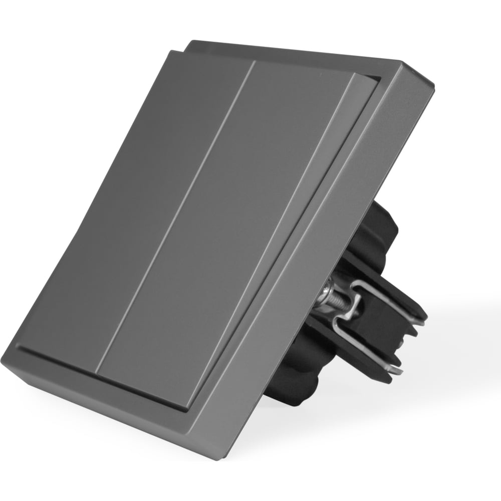 Изображение товара Выключатель Vell двухклавишный серый с тонкой рамкой GY1P-2L-Grand