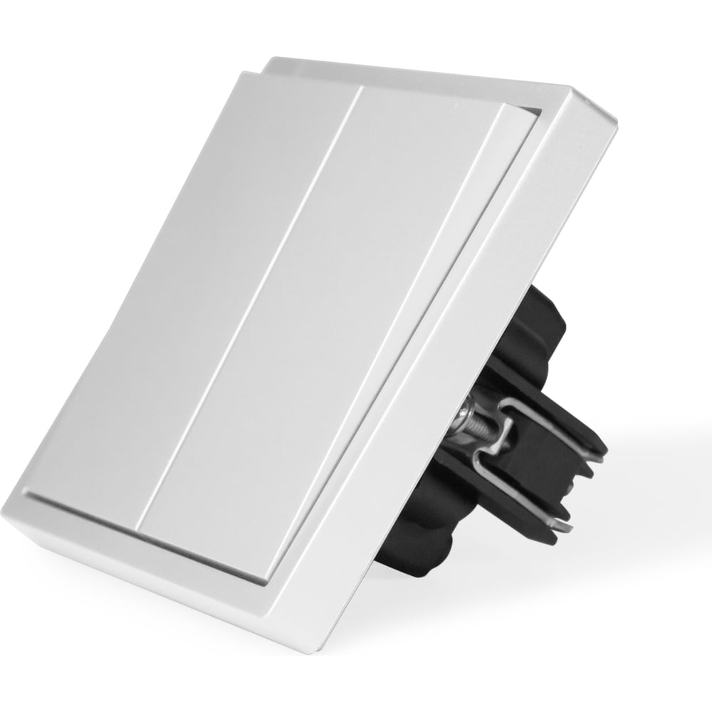 Изображение товара Выключатель Vell белый, двухклавишный, 1 пост, с тонкой пластиковой рамкой {WH1P-2L-Grand} 1394909