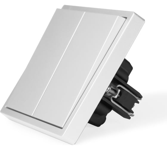 Изображение товара Выключатель белый, двухклавишный, 1 пост, с тонкой пластиковой рамкой Vell WH1P-2L-Grand 1394909