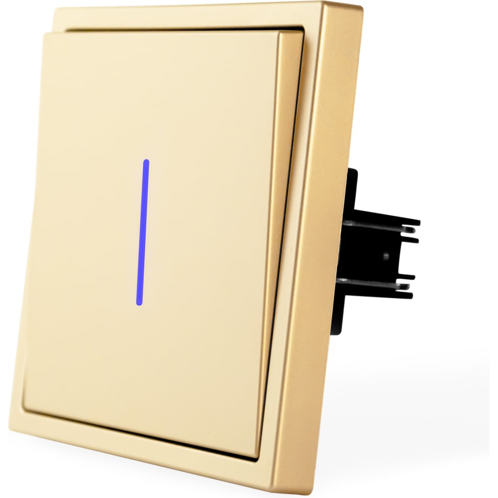 Изображение товара Выключатель Vell с подсветкой золотой одноклавишный 1 пост IP20