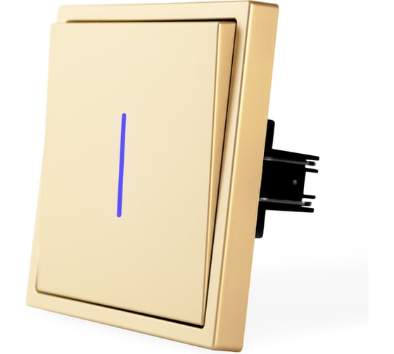 Изображение товара Выключатель c подсветкой золотой, одноклавишный, 1 пост, с тонкой пластиковой рамкой Vell GD1P-1L-EchoGrand 1394928