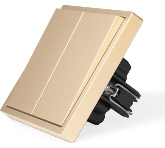 Изображение товара Выключатель золотой, двухклавишный, 1 пост, с тонкой пластиковой рамкой Vell GD1P-2L-Grand 1394912