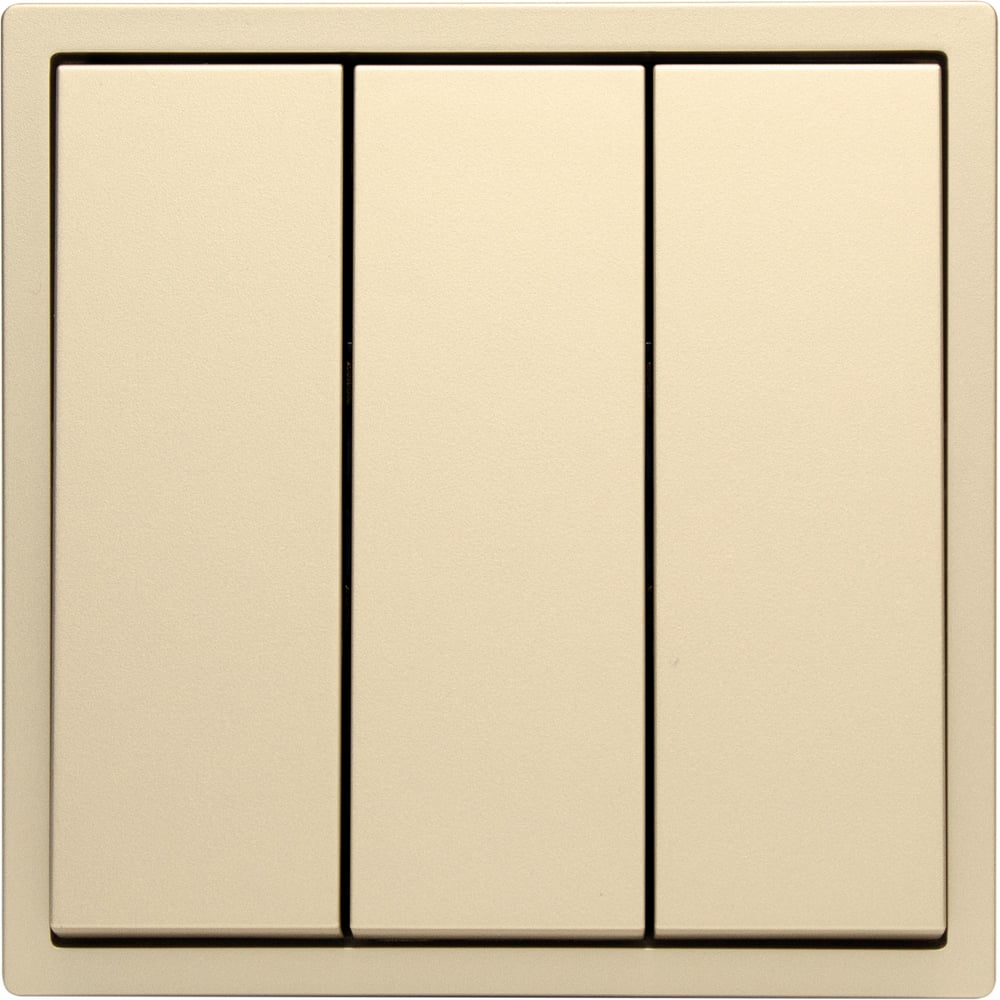 Изображение товара Выключатель золотой, трехклавишный, 1 пост, с тонкой пластиковой рамкой Vell GD1P-3L-Grand 1394916