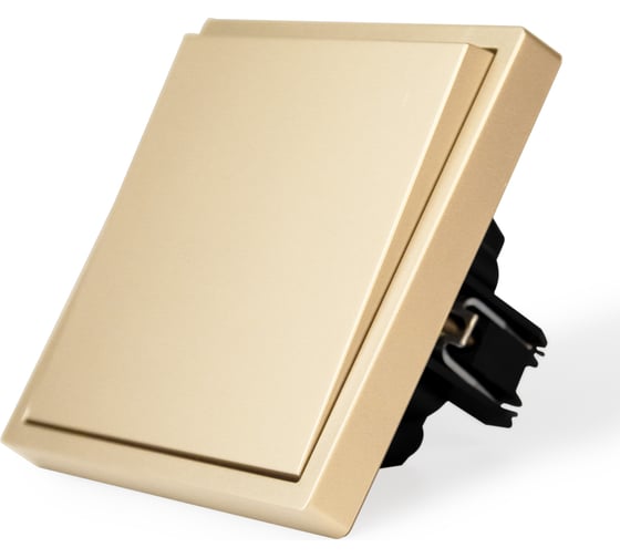 Изображение товара Выключатель золотой, одноклавишный, 1 пост, с тонкой пластиковой рамкой Vell GD1P-1L-Grand 1394908