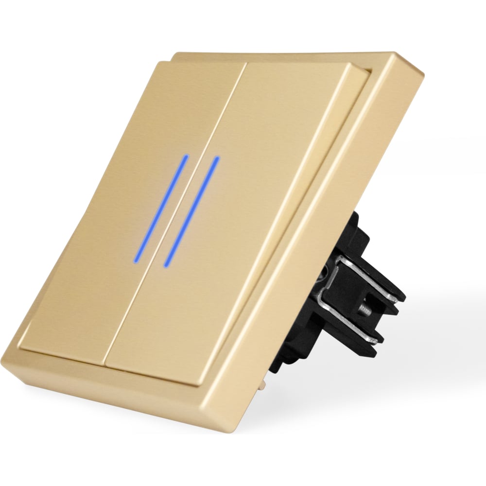 Изображение товара Выключатель Vell двухклавишный с подсветкой золотой GD1P-2L-EchoGrand