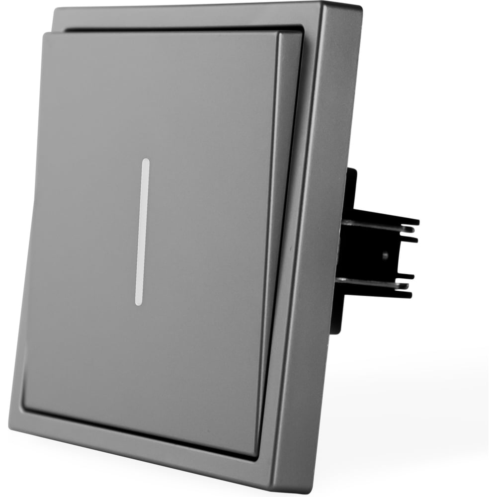 Изображение товара Выключатель Vell c подсветкой серый, одноклавишный, 1 пост, с тонкой пластиковой рамкой {GY1P-1L-EchoGrand} 1394927