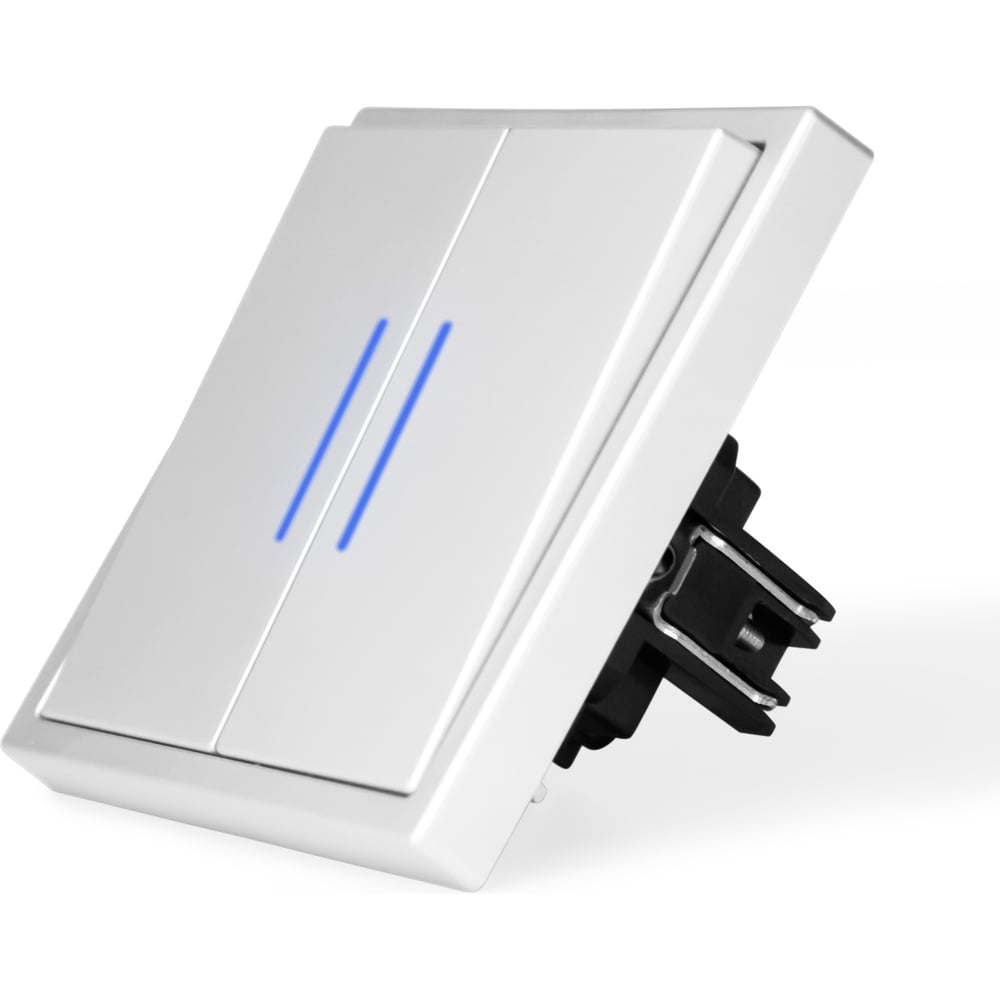 Изображение товара Выключатель Vell c подсветкой белый двухклавишный 1 пост встраиваемый