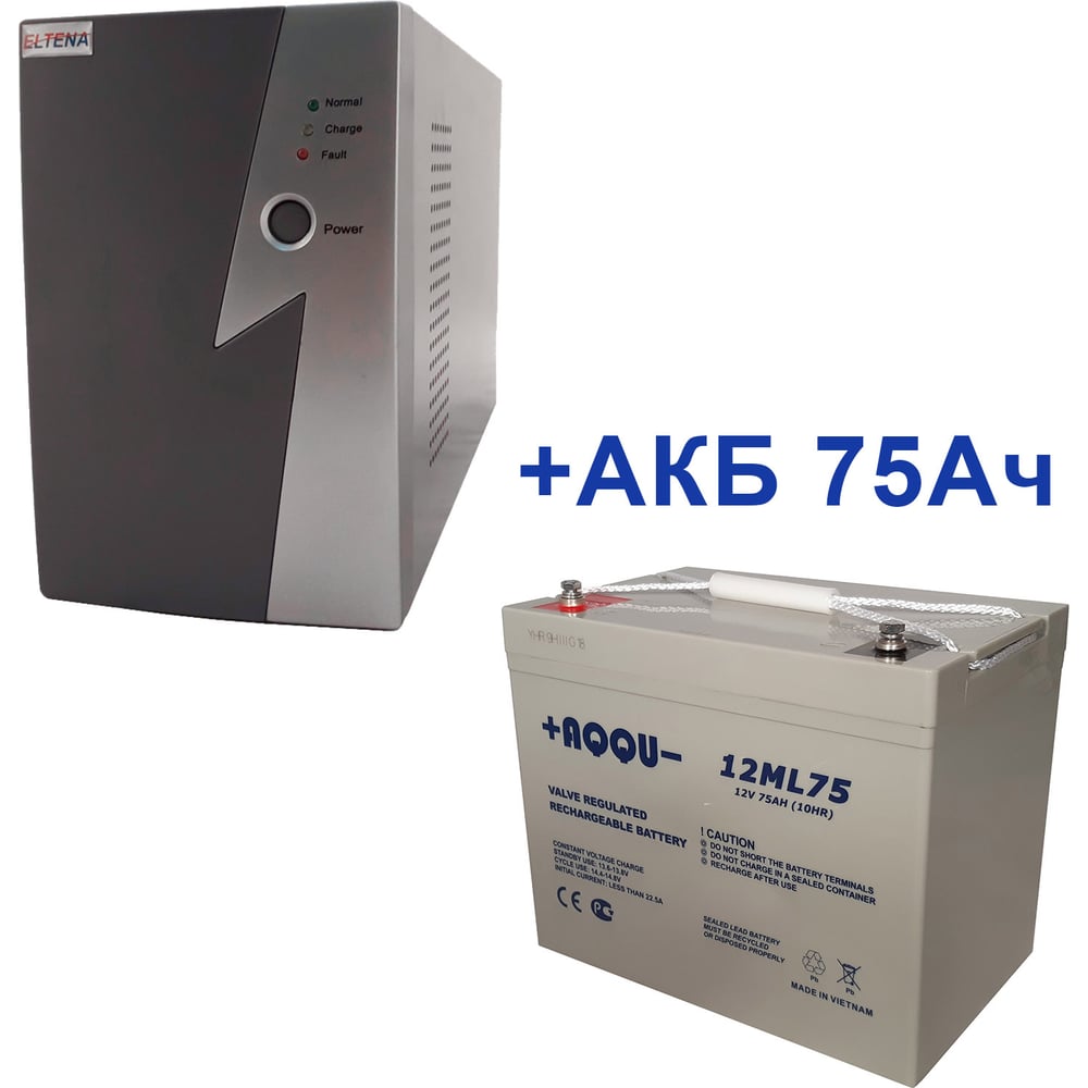 Изображение товара Комплект ИБП Intelligent ELTENA 500LT2 300Вт и внешним АКБ AQQU 12ML75
