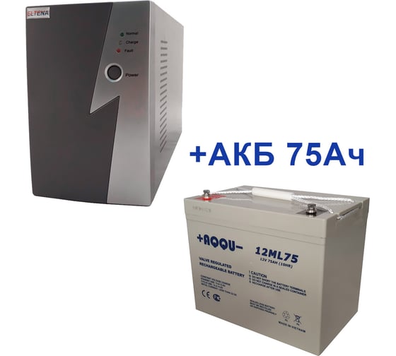 Изображение товара Комплект ИБП Intelligent ELTENA 500LT2 (300Вт) + АКБ AQQU 12ML75 (12В, 75Ач) I500LT2/12ML75
