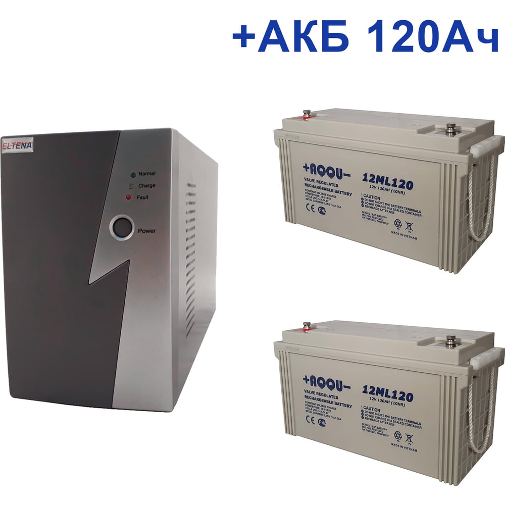 Изображение товара Комплект ИБП Intelligent ELTENA 1000LT2 700Вт + 2 АКБ AQQU 12ML120 12В 120Ач