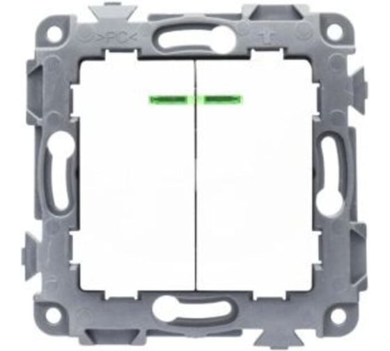 Изображение товара Механизм выключателя двухклавишный с индикацией ЕТР Сontact,10A, белый (10шт) 80005-10