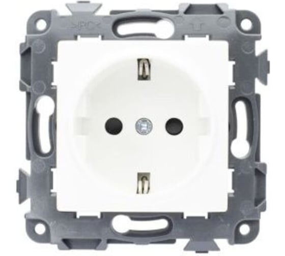 Изображение товара Механизм розетки одноместной ЕТР Сontact с заземлением, 16A, белый (10шт) 80008-10