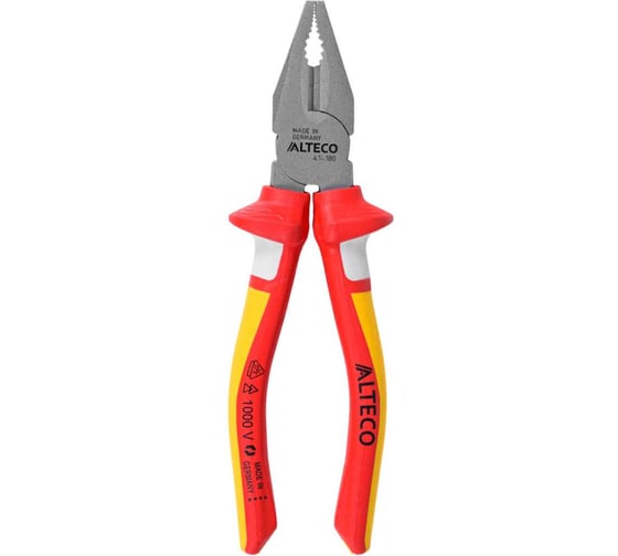 Изображение товара Плоскогубцы комбинированные диэлектрические ALTECO VDE 180 мм, 3К рукоятка Industrial 0101-VDE-180-X 96876