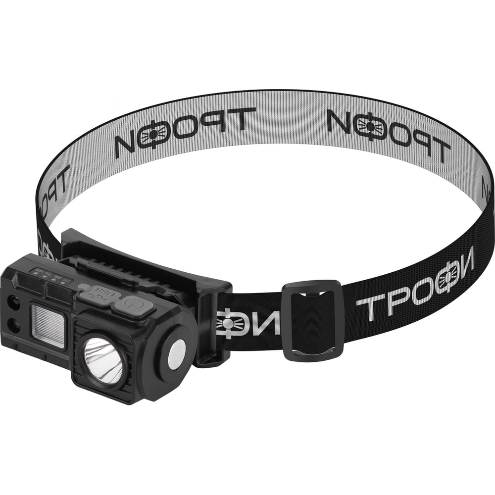 Изображение товара Фонарь налобный светодиодный ТРОФИ GA-102 аккумуляторный, 3 Bт, сенсорное управление, магнит, клипса, 5 режимов Б0069569