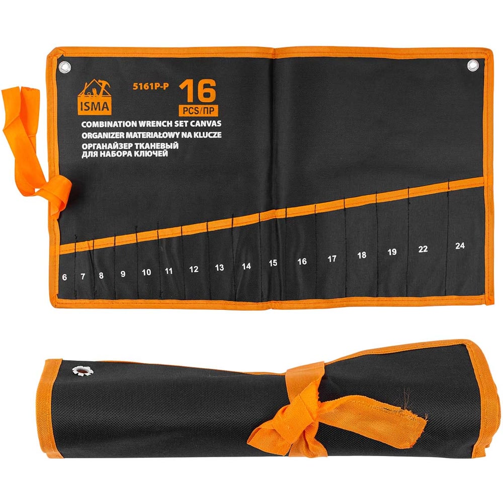 Изображение товара Тканевый органайзер для ключей ISMA 16 предметов, 640х470 мм, черный/оранжевый