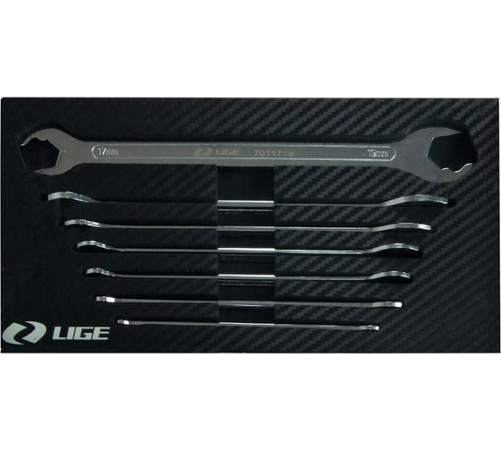 Изображение товара Набор ключей рожковых с профилем LIGE Ratchet drive прямых 7пр., в ложементе LG-S70107 370501