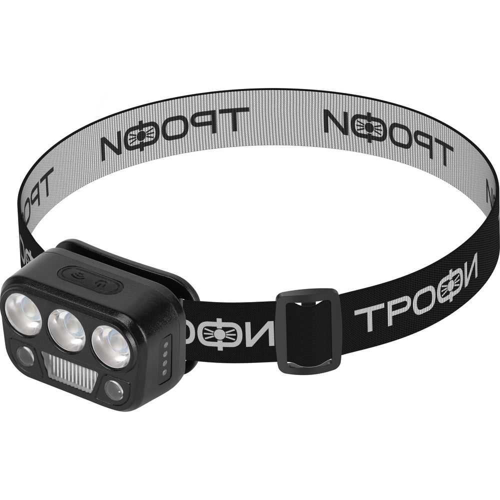 Изображение товара Фонарь налобный светодиодный ТРОФИ GA-105 аккумуляторный, 3+3+3 Bт, сенсорное управление, 5 режимов Б0069572