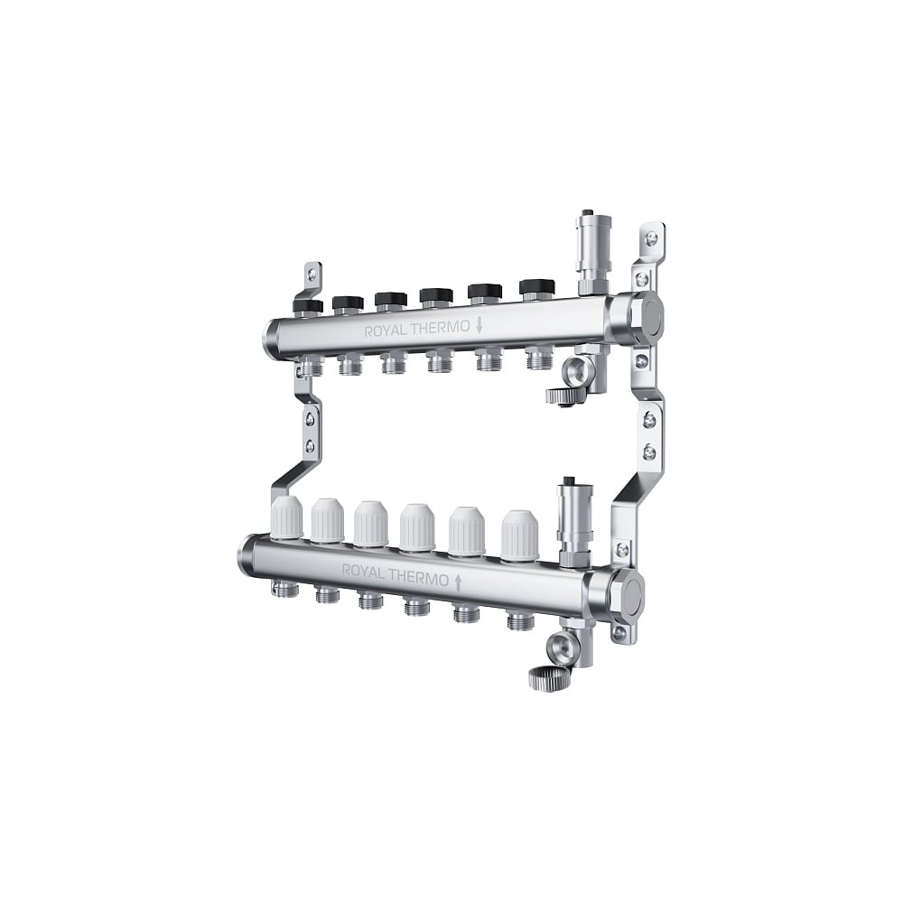 Изображение товара Коллектор Royal Thermo нерж. в сборе 6 контуров с автомат. воздухоотвод