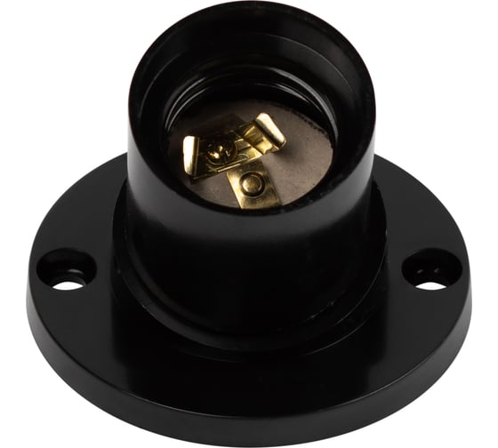 Изображение товара Патрон Е27 настенный ЭРА бакелит, черный, без наклейки, групповая упаковка 50 шт Б0069198