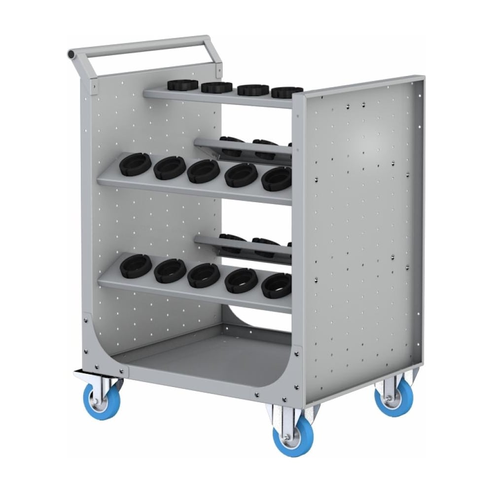 Изображение товара Тележка для оснастки FLAMES HSK63 5 полок профессиональная голубой/серый